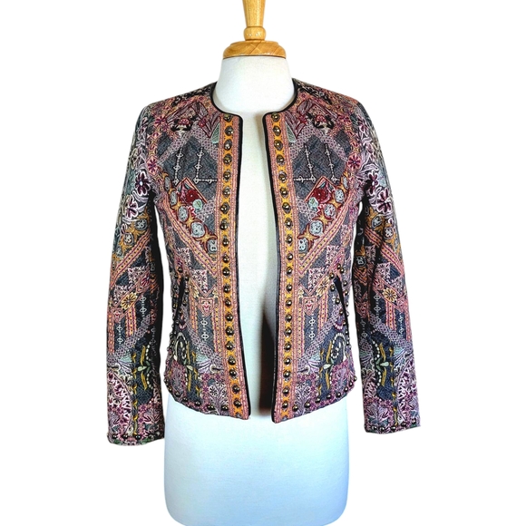 Hemant & Nandita Anthro Embroidered Quilted Studded Jacket - Picture 3 of 13